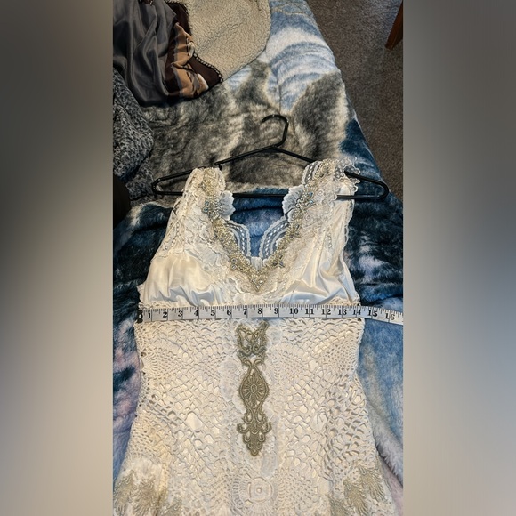 Boho Gypsy Fairy Viking Festival Wedding Dress Custom Made Crotchet Size 8 - Picture 11 of 17
